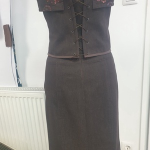 Barna sztreccs farmer kétrészes ruha, Ruha & Divat, Női ruha, Alkalmi ruha & Estélyi ruha, Varrás, MESKA