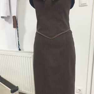 Barna sztreccs farmer kétrészes ruha - ruha & divat - női ruha - alkalmi ruha & estélyi ruha - Meska.hu