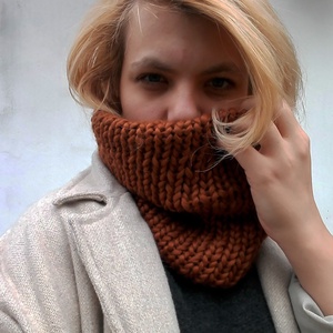 Kézzel kötött rozsda csősál II. - ruha & divat - sál, sapka, kendő - sál - Meska.hu