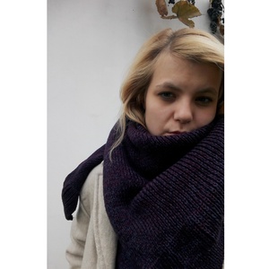 Puha lila kötött kendő - Meska.hu