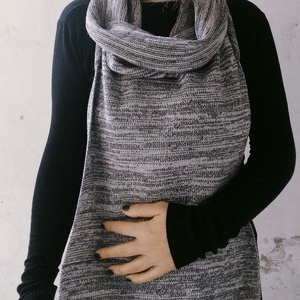 Szürke-sárga átmenetes kötött sál - ruha & divat - sál, sapka, kendő - sál - Meska.hu