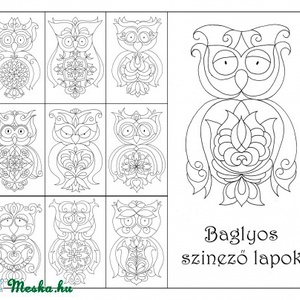 Baglyos színező - nyomtatható PDF -  - Meska.hu