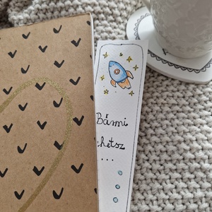 Akvarell könyvjelző - Bármi lehetsz... felirattal, csillag és rakéta motívummal - könyv & zene - könyvjelző - Meska.hu