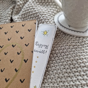 Akvarell könyvjelző - Ragyogj tovább felirattal, csillag motívumokkal - könyv & zene - könyvjelző - Meska.hu