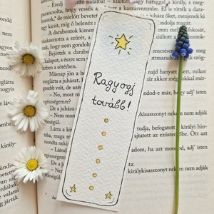 Akvarell könyvjelző - Ragyogj tovább felirattal, csillag motívumokkal, Könyv & Zene, Könyvjelző, Fotó, grafika, rajz, illusztráció, Festett tárgyak, MESKA