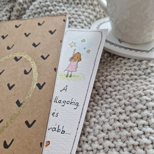 Akvarell könyvjelző - A csillagokig és tovább felirattal, lány, csillag motívummal, Könyv & Zene, Könyvjelző, Festészet, MESKA