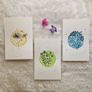 Kézzel festett akvarell kép szett (3 db) � természet ihlette, letisztult faldekor - otthon & életmód - dekoráció - kép & falikép - több részes kép - Meska.hu