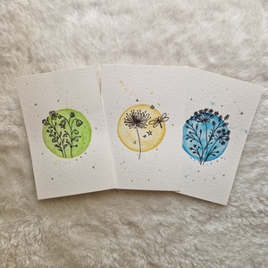 Kézzel festett akvarell kép szett (3 db) � természet ihlette, letisztult faldekor - otthon & életmód - dekoráció - kép & falikép - több részes kép - Meska.hu