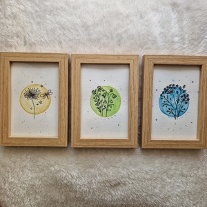 Kézzel festett akvarell kép szett (3 db) � természet ihlette, letisztult faldekor - otthon & életmód - dekoráció - kép & falikép - több részes kép - Meska.hu