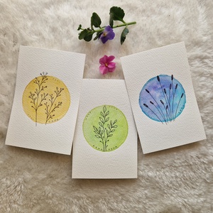 Finom harmónia � akvarell növényes kép szett - otthon & életmód - dekoráció - kép & falikép - több részes kép - Meska.hu