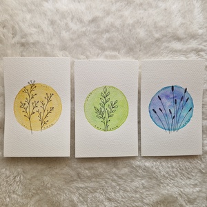 Finom harmónia � akvarell növényes kép szett - otthon & életmód - dekoráció - kép & falikép - több részes kép - Meska.hu