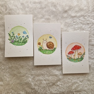 Tavaszi mesés képszett � csigás, virágos és gombás akvarell képsorozat - otthon & életmód - dekoráció - kép & falikép - több részes kép - Meska.hu