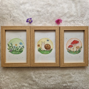 Tavaszi mesés képszett � csigás, virágos és gombás akvarell képsorozat - otthon & életmód - dekoráció - kép & falikép - több részes kép - Meska.hu