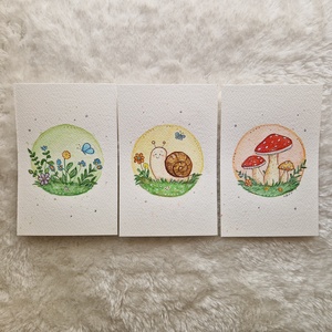 Tavaszi mesés képszett � csigás, virágos és gombás akvarell képsorozat - otthon & életmód - dekoráció - kép & falikép - több részes kép - Meska.hu