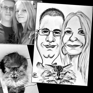 3 fős családi karikatúra - művészet - portré & karikatúra - karikatúra - Meska.hu