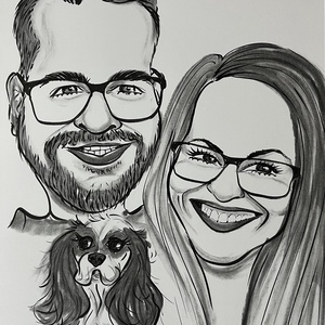 3 fős családi karikatúra - művészet - portré & karikatúra - karikatúra - Meska.hu