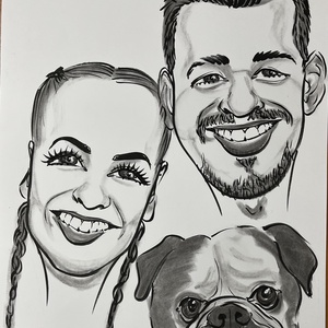 3 fős családi karikatúra - művészet - portré & karikatúra - karikatúra - Meska.hu