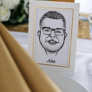 Esküvői karikatúra ültető kártya - esküvő - emlék & ajándék - köszönőajándék - Meska.hu