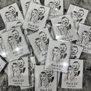 Karikatúra hűtőmágnes esküvői köszönőajándék - esküvő - emlék & ajándék - köszönőajándék - Meska.hu