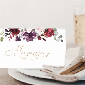 Burgundi esküvői ültetőkártya - esküvő - meghívó & kártya - ültetési rend - Meska.hu