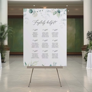Greenery eukaliptusz esküvői ültetési rend tábla, Esküvő, Meghívó & Kártya, Ültetési rend, Fotó, grafika, rajz, illusztráció, Papírművészet, MESKA