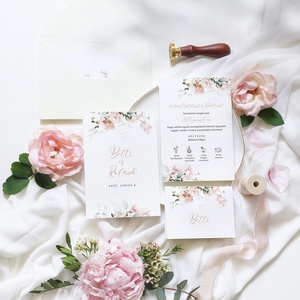Blush esküvői meghívó, Esküvő, Meghívó & Kártya, Meghívó, Fotó, grafika, rajz, illusztráció, Papírművészet, MESKA
