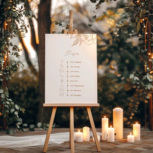 Peony esküvői program tábla, Esküvő, Meghívó & Kártya, Ültetési rend, Fotó, grafika, rajz, illusztráció, Papírművészet, MESKA