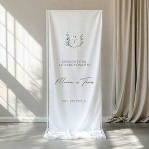Esküvői textil köszöntő banner, Esküvő, Dekoráció, Tábla & Jelzés, Fotó, grafika, rajz, illusztráció, MESKA