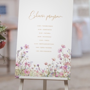 Blooms of Love esküvői program tábla, Esküvő, Meghívó & Kártya, Ültetési rend, Fotó, grafika, rajz, illusztráció, Papírművészet, MESKA