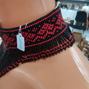 Sárközi szőttes minta alapján tervezett nyakék  - ékszer - nyaklánc - nyakpánt, gallér - Meska.hu