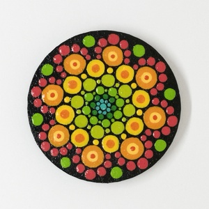 Neon mandala hűtőmágnes, Otthon & Lakás, Konyhafelszerelés, tálalás, Hűtőmágnes, Konyhai dekoráció, Festett tárgyak, Meska