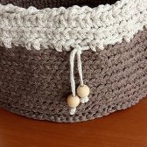 Barna-bézs tároló kosár - kellékek & szerszámok - méteráru - pamut - Meska.hu