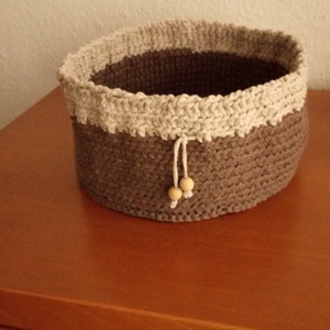 Barna-bézs tároló kosár - kellékek & szerszámok - méteráru - pamut - Meska.hu