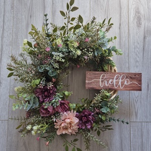 Lila virágos ajtódísz - Meska.hu