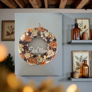 Narancs bézs őszi hangulató ajtódísz - Meska.hu