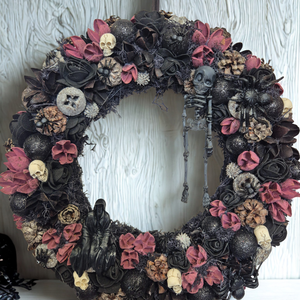 Halloween ajtódísz csontvázzal - otthon & életmód - dekoráció - halloween - halloweeni ajtódíszek és ablakdíszek - Meska.hu