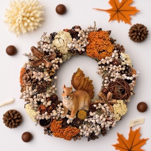 Őszi ajtódísz természetes hangulatú koszorú - Meska.hu