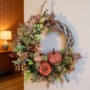 Őszi tökös koszorú  természetes hangulat az ajtódon - Meska.hu