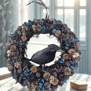 Halloween ajtódísz fekete hollóval - Meska.hu