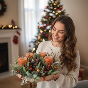 Mackós adventi asztaldísz  fahéjas rezes ünnepi színekben - karácsony - karácsonyi lakásdekoráció - karácsonyi lakásdíszek - Meska.hu