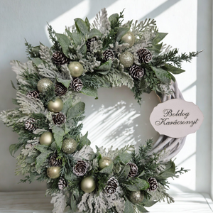 Havas hatású karácsonyi koszorú - természetes elegancia - Meska.hu
