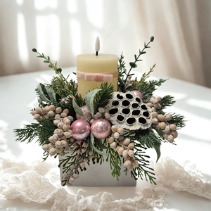 KENDEKOR természetes karácsonyi asztaldísz LED gyertyával  Téli elegancia - Meska.hu