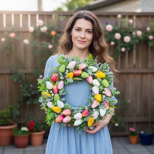 Tulipános kézműves ajtódísz  - otthon & életmód - dekoráció - ajtó- és ablak dekoráció - ajtódísz & kopogtató - Meska.hu