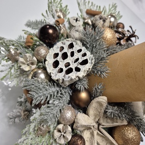 Fahéjas - arany kézműves téli asztaldísz led gyertyával. - karácsony - adventi díszek - adventi asztaldísz - Meska.hu