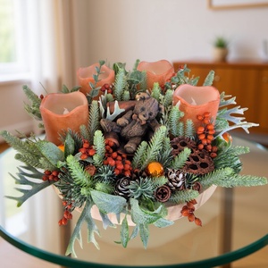 Mackós őszi-téli asztaldísz  fahéjas rezes ünnepi színekben - Meska.hu