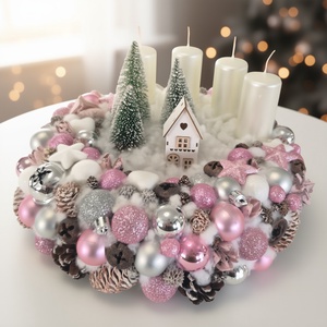 Rózsaszín adventi asztaldísz, Karácsony, Adventi díszek, Adventi koszorú, , MESKA