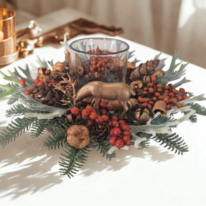 Téli erdei hangulatú asztaldísz mécsestartóval - Meska.hu