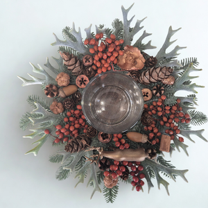 Téli erdei hangulatú asztaldísz mécsestartóval - karácsony - adventi díszek - adventi asztaldísz - Meska.hu