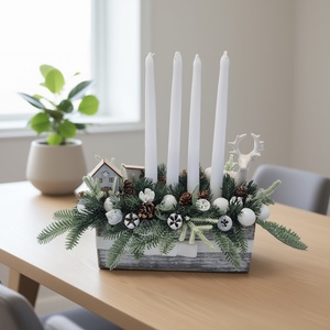 Modern téli asztaldísz gyertyával, Karácsony, Adventi díszek, Adventi asztaldísz, , MESKA