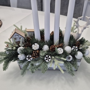 Modern téli asztaldísz gyertyával - karácsony - adventi díszek - adventi asztaldísz - Meska.hu